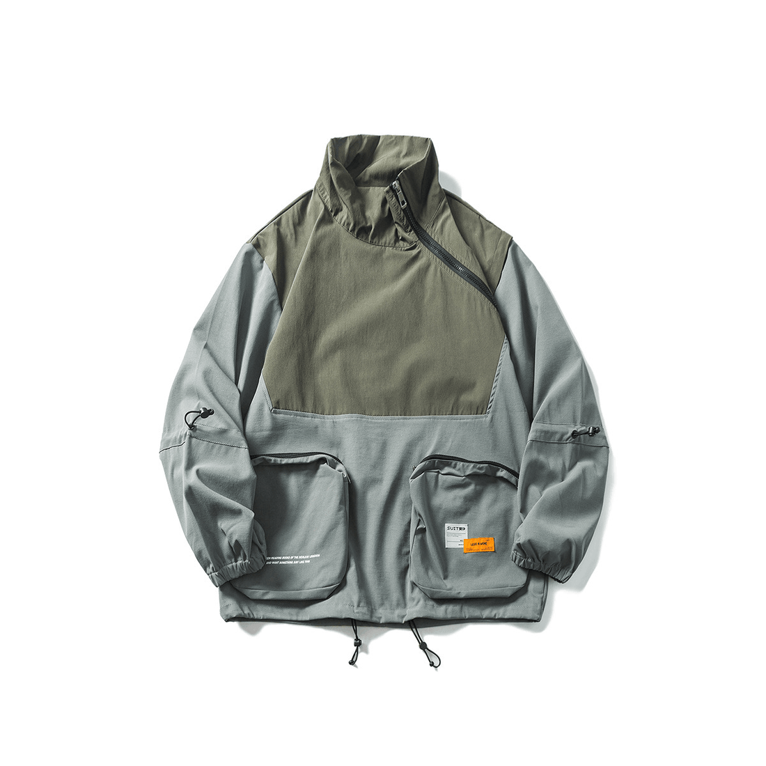 Trendy Diagonal Zipper round Pocket Jacket