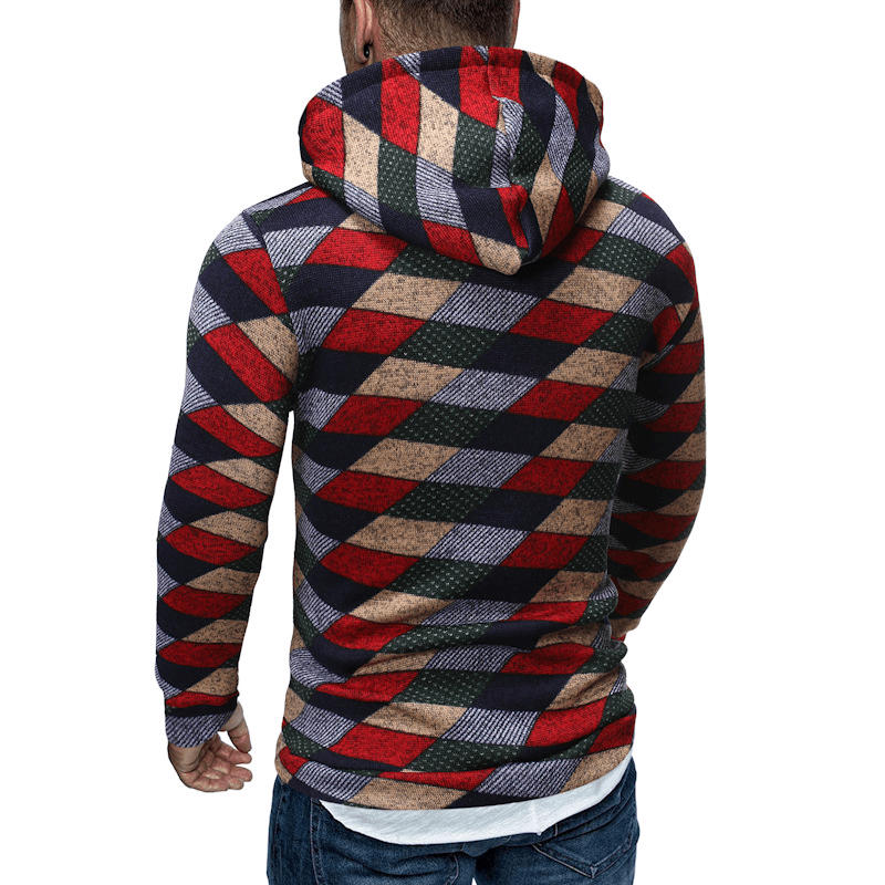 New Men's Hip-Hop Christmas Plaid Hooded Sweater