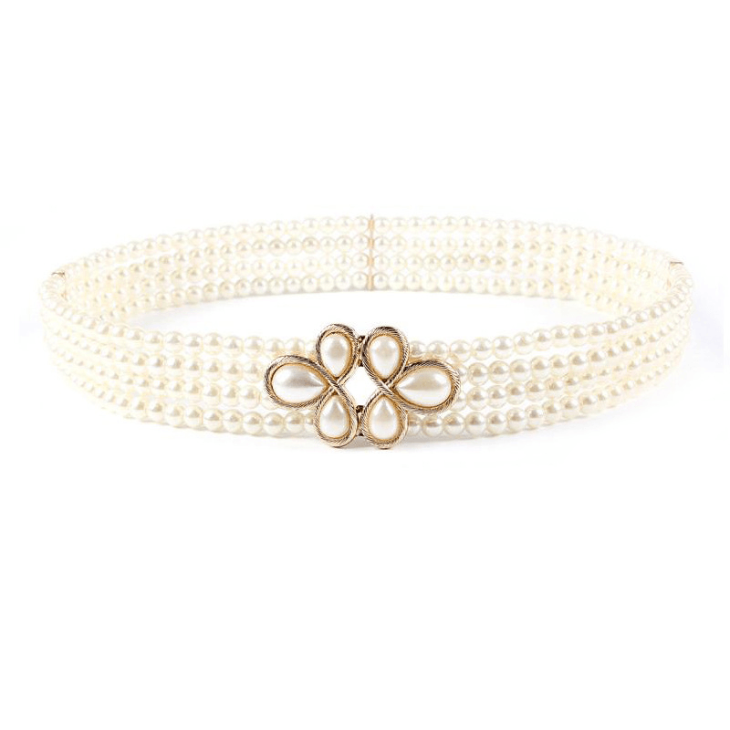 All-Match Fashionable Pearl Diamond Flower Waist Chain Decoration