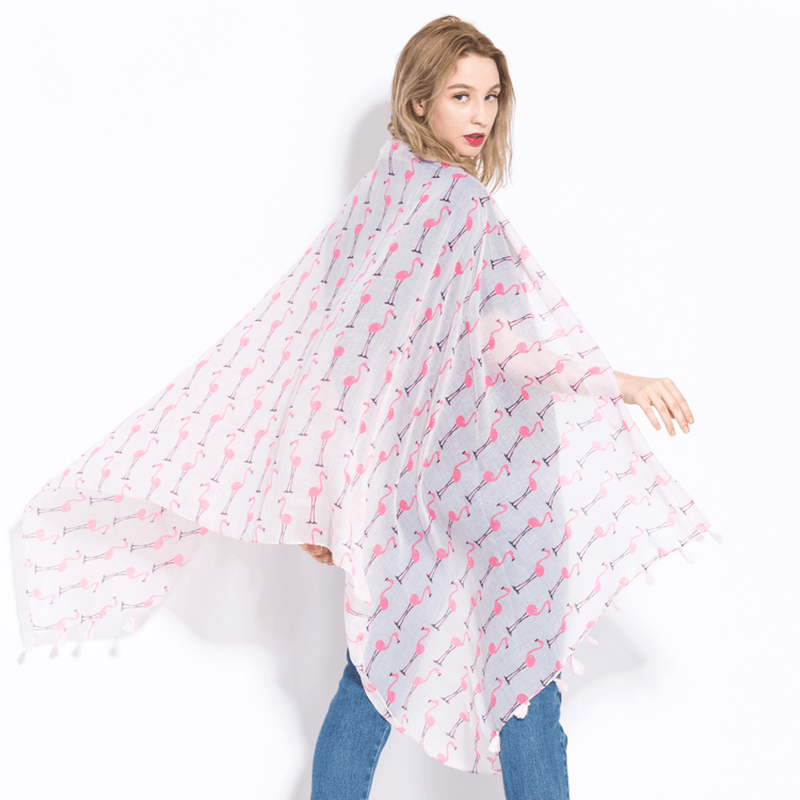 Long Cotton Flamingo Scarf