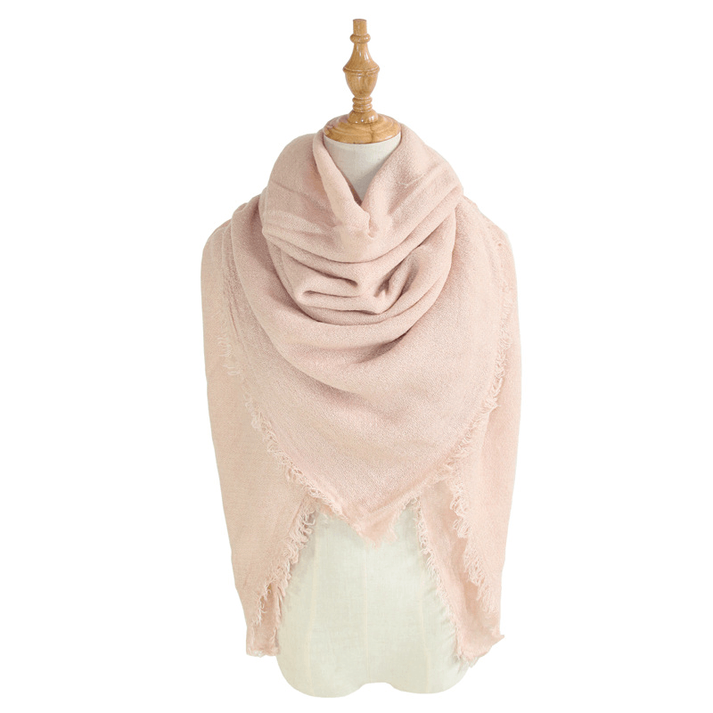 Women's Shawl with Square and Long Solid Color Scarf