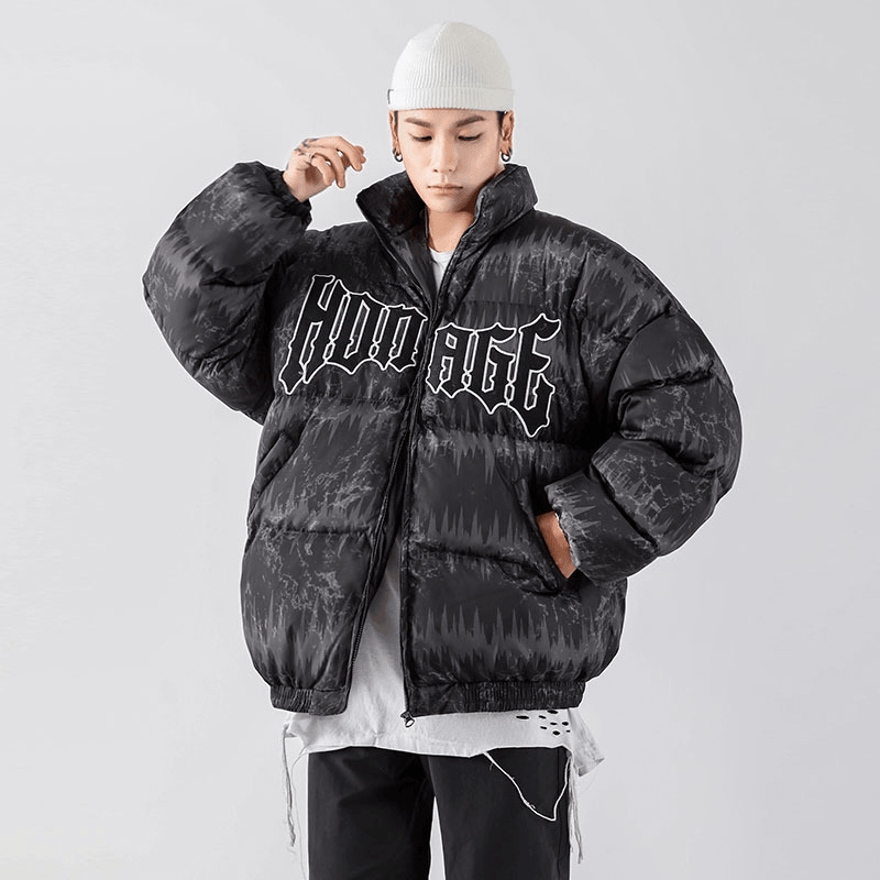 Stand-Up Collar Men's Bread Cotton Jacket Winter Thick Letter Couple Jacket