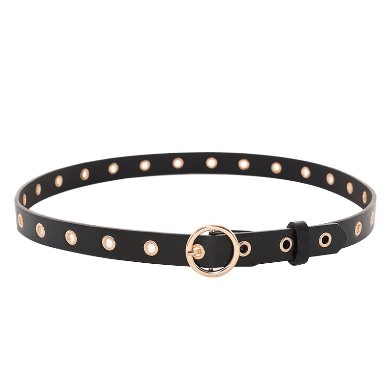 Hollow Eyelet Belt, Ladies Fashion round Buckle Decoration