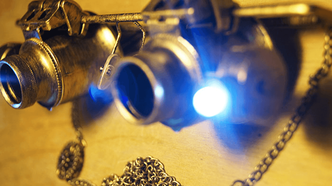 Bronze Retro Microscope Glasses with Light