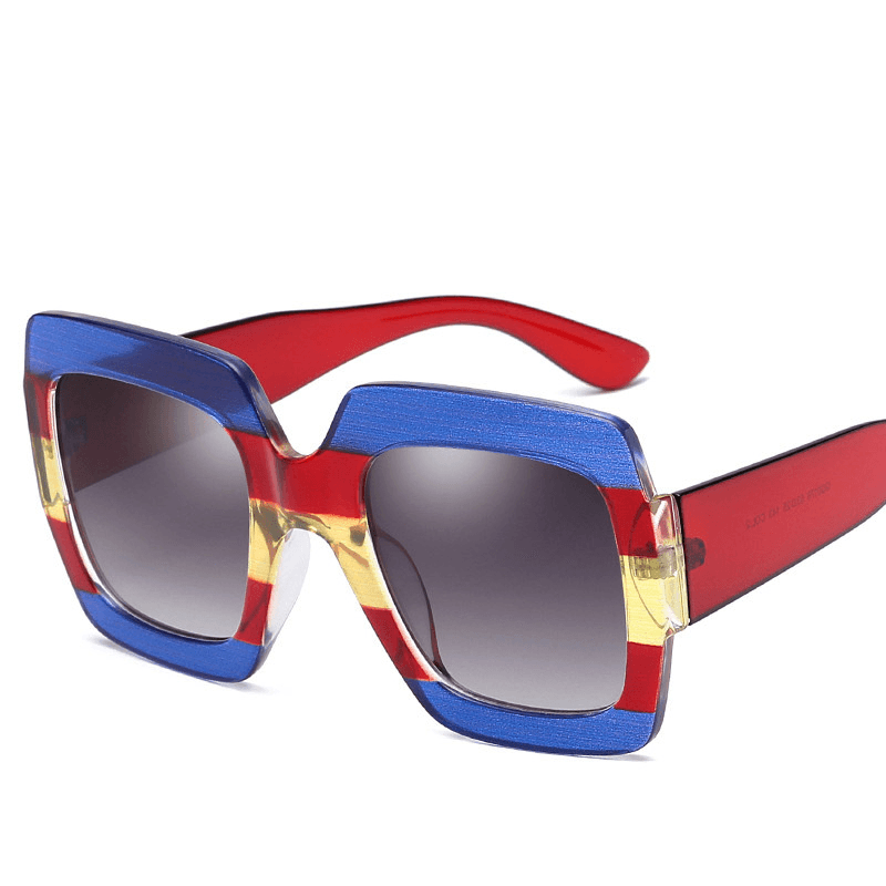 Box Print Women's Big Frame Sunglasses – Trendy and Colorful Accessory