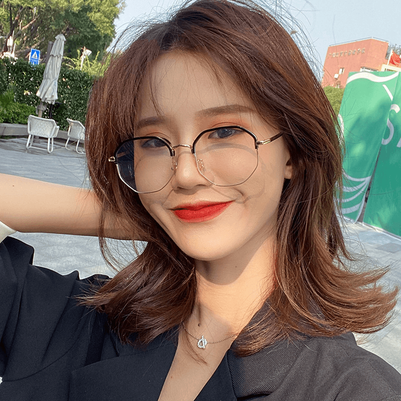 Fashion Retro round Glasses Flat Unisex Thin Frame Face-Lift Glasses
