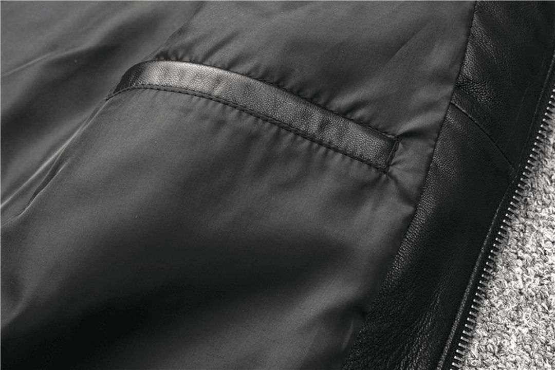 Men'S Motorcycle Stand-Collar Slim Short Youth Leather Jacket - MRSLM