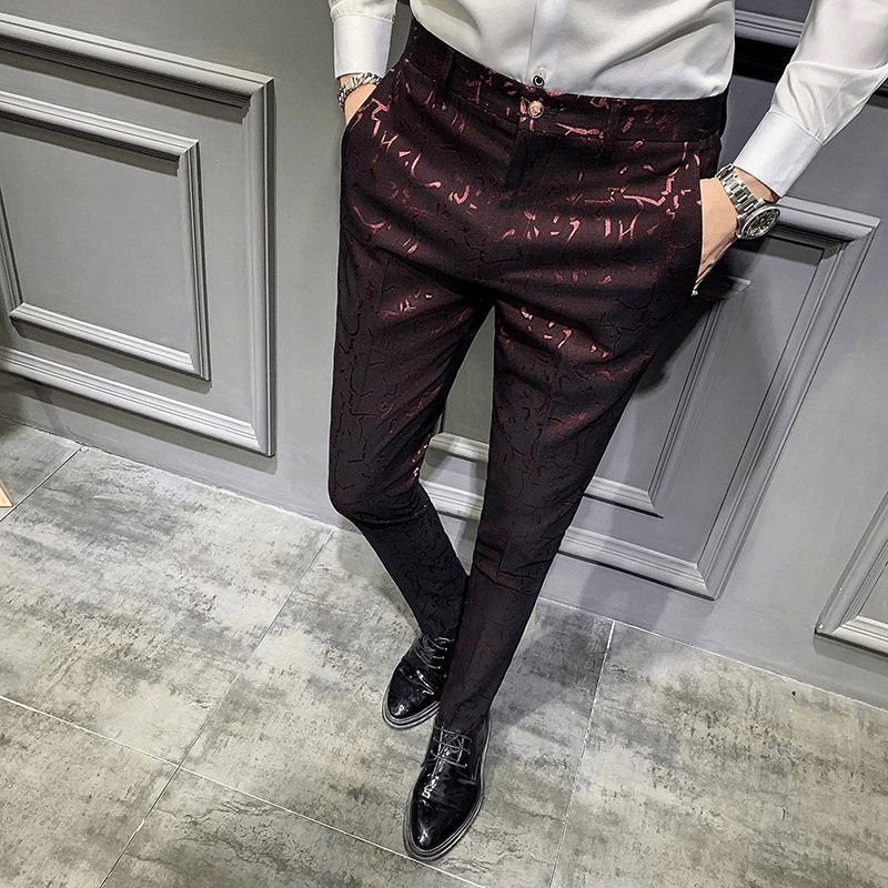 Men's Trousers Korean Style Slim Fashion Jacquard Feet Pants