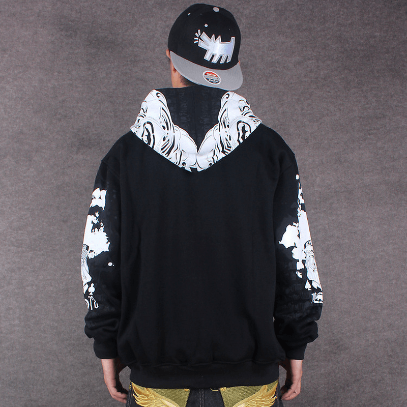 Fashionable Men's Graffiti Hooded Jacket
