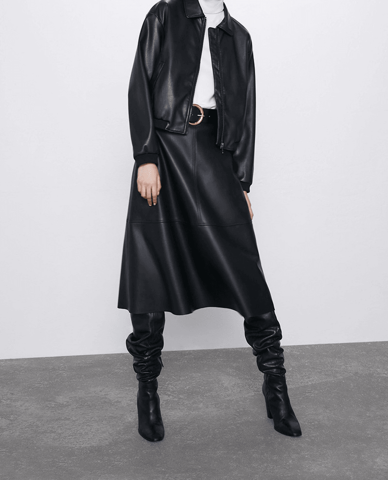 Women's PU Lapel Top Short Faux Leather Jacket