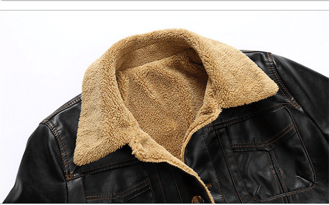 Men's PU Leather Clothing Loose Casual Slim Fit Handsome Trend Thickening