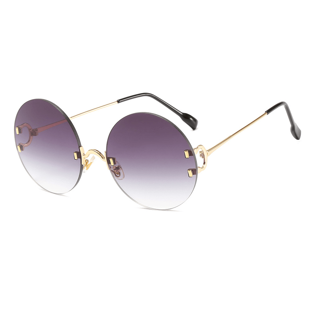 New Frameless Fashion Ladies Sunglasses Net Red Street Shooting Retro round Frame Sunglasses