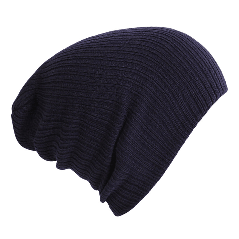 Solid Color Striped Woolen Hat Cap