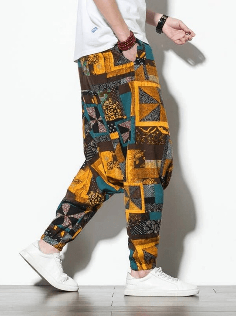 Chinese Style Men's Casual Color Matching Trousers
