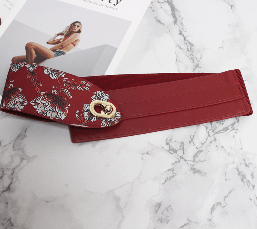 Women's PU Leather Wide Belt Simple