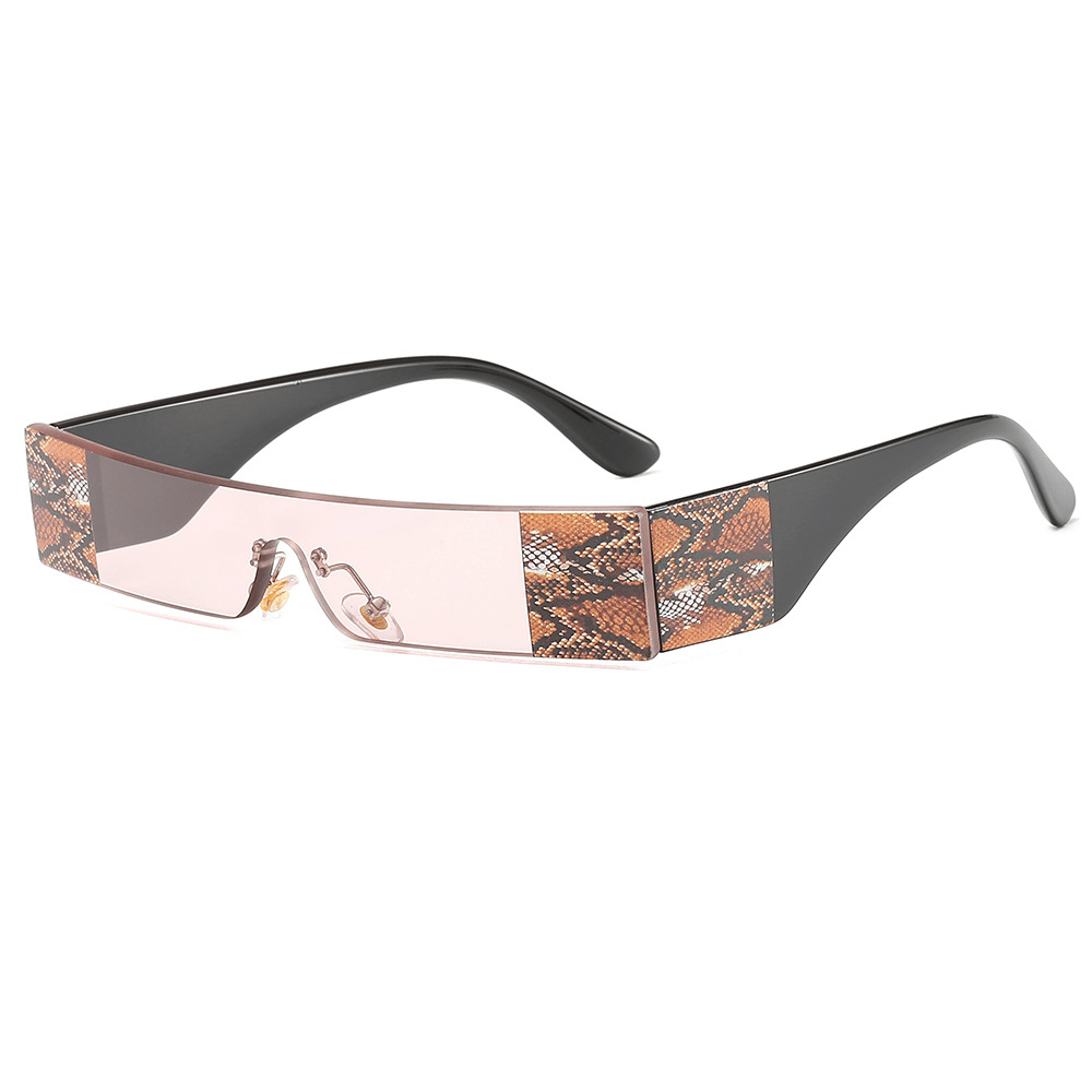 Sunglasses Personality Snake Pattern Small Frame Men's and Women's Sunglasses Rimless One-Piece Glasses