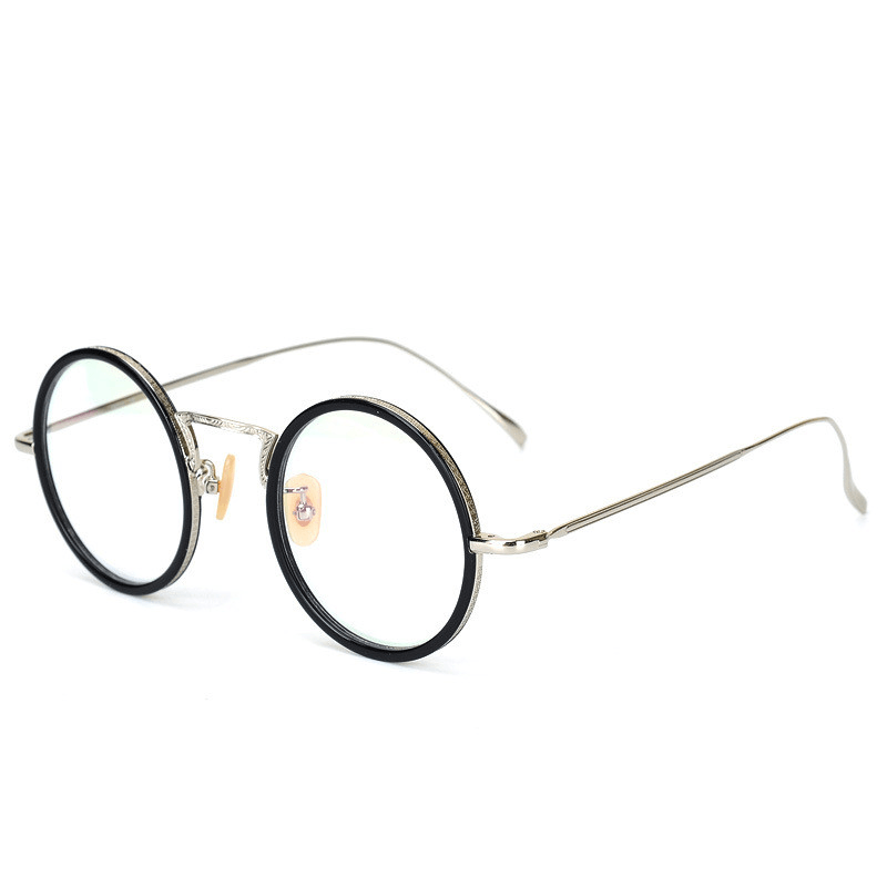 Imported Plate Ladies round Small Frame Glasses Metal Thin Legs