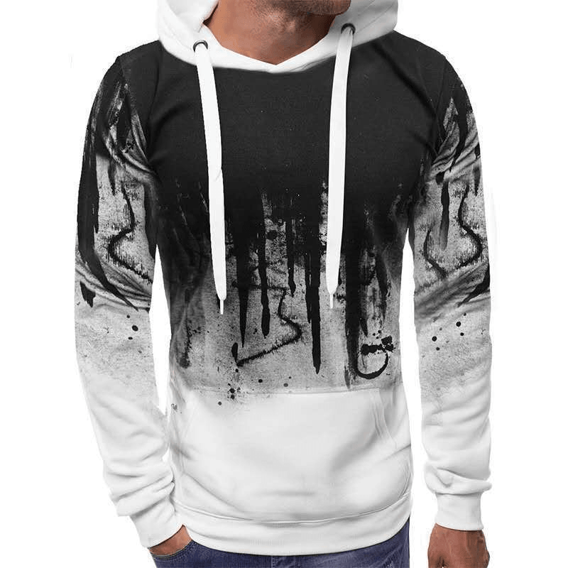 Men's Sweatshirt with Ink-Splashing Print Pullover Sweater