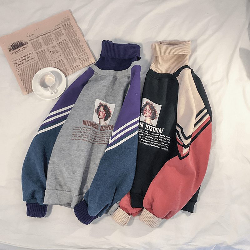 Autumn and Winter Korean Style Men's Loose Turtleneck Couple Sweater