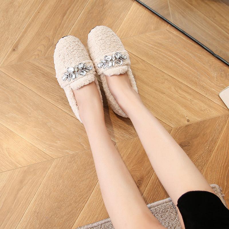 Wear Lamb Wool Lazy Shoes With Plush
