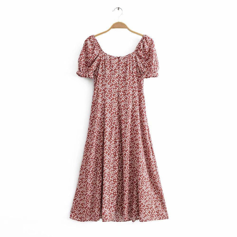Printed Waist Split Dress