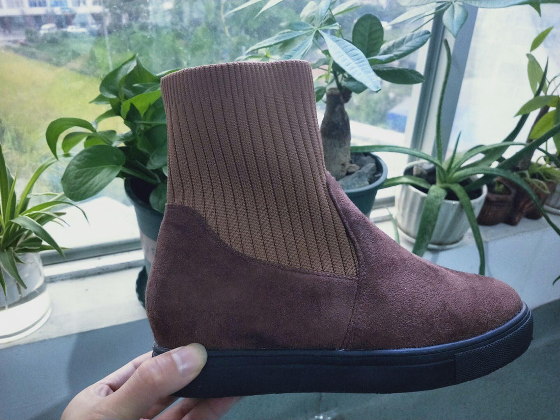 Knitted Wool Tube Combat Boots