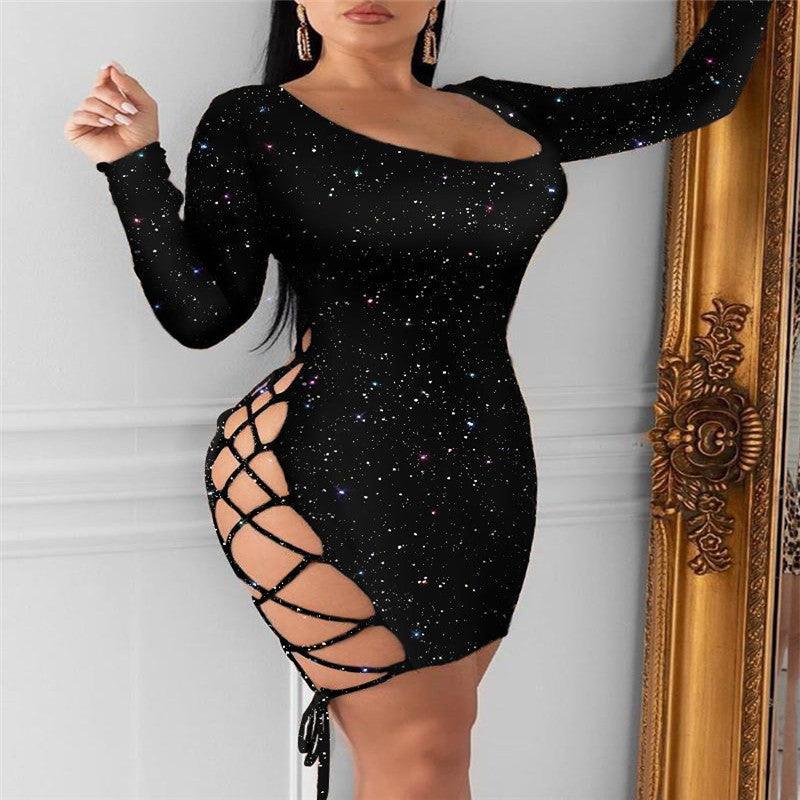 Skinny Laser Sequins Colorful Reflective Dress