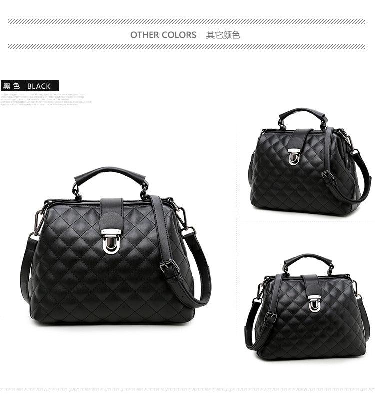 Retro Quilted Leather Doctor Bag Shoulder Handbag