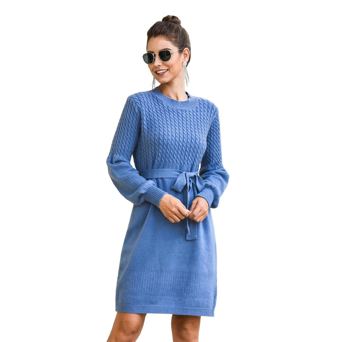 Hedging Twist Lantern Sleeve Dress