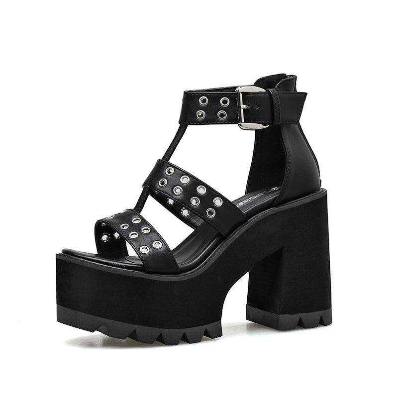 Rivet Thick Heel Sandals