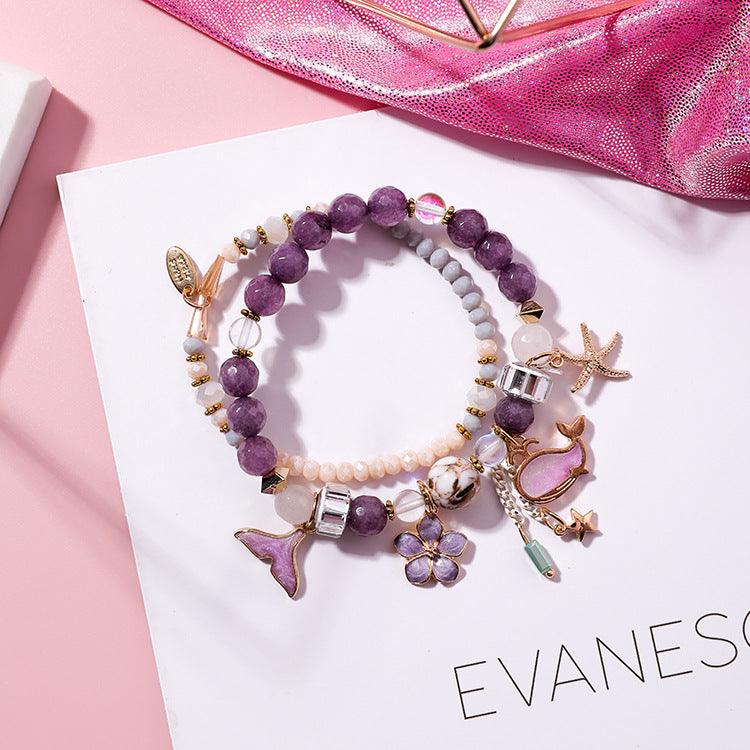 Boho Whale Tail and Starfish Double Elastic Bracelet