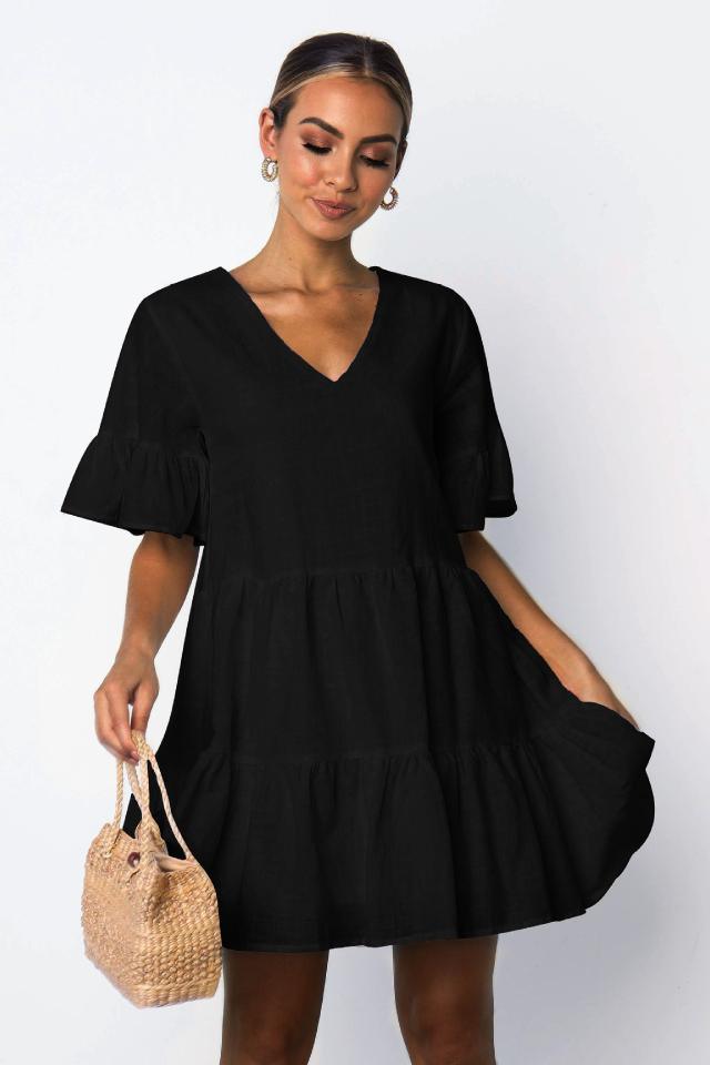 Short Sleeve Pleated Dress