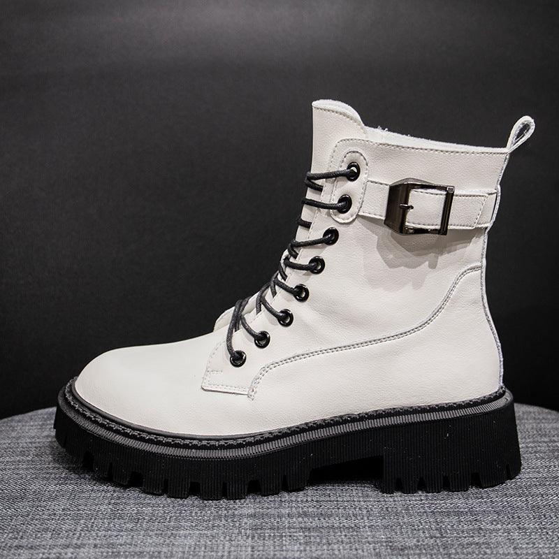 Women's Mid-tube Wool Thick Heel Boots Martin Boots