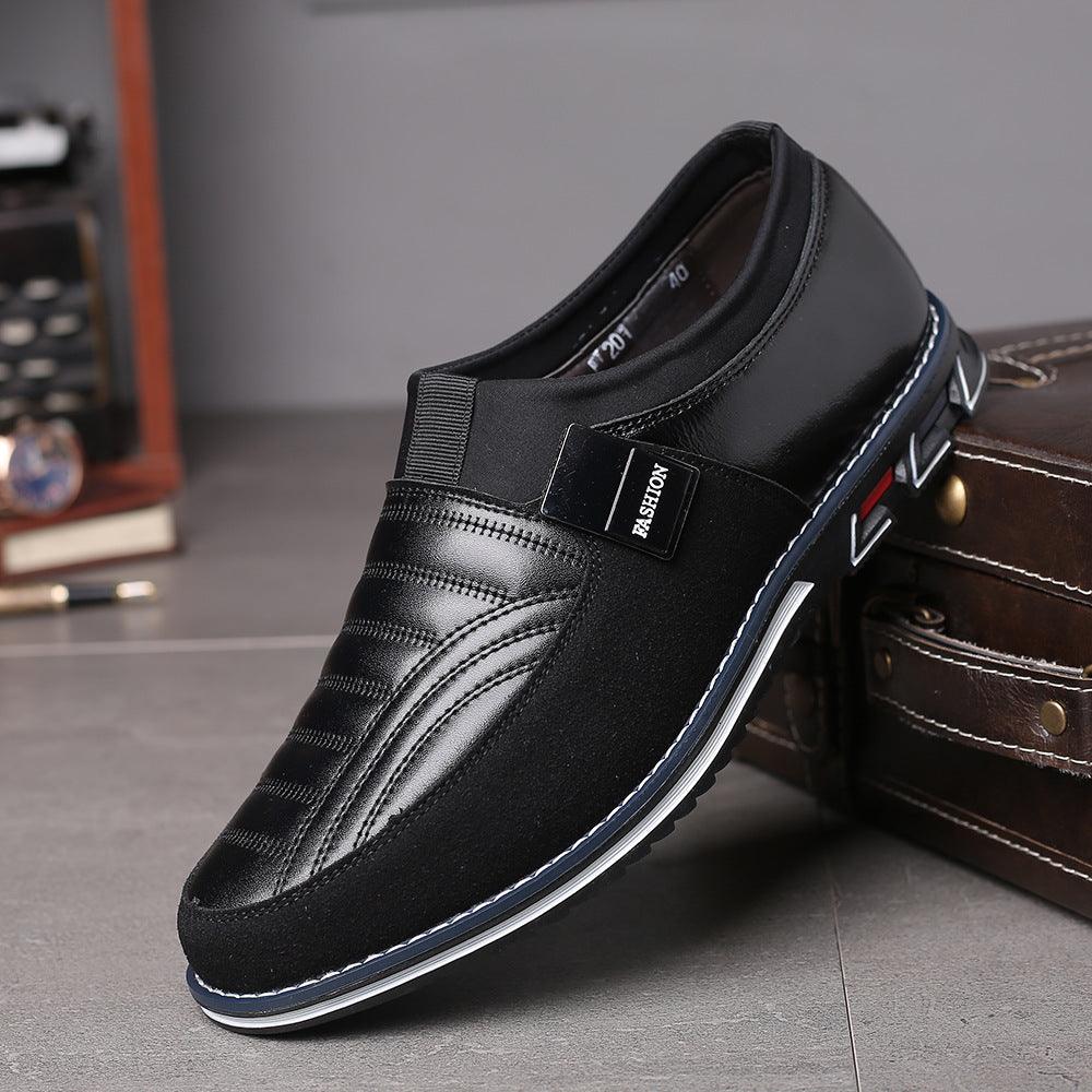 Rubber Breathable Round Toe Black Casual Microfiber Shoes