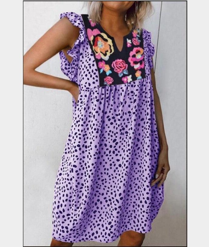 Leopard Print Shirt Small V-neck Dress