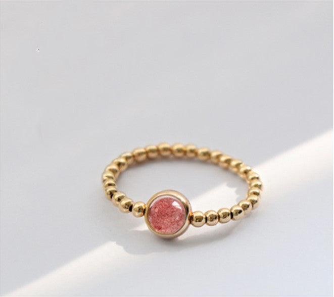 Crystal Strawberry Crystal Transfer Bead Ring