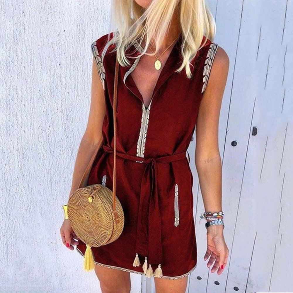 Super mooie mouwloze zomerjurk met V-hals