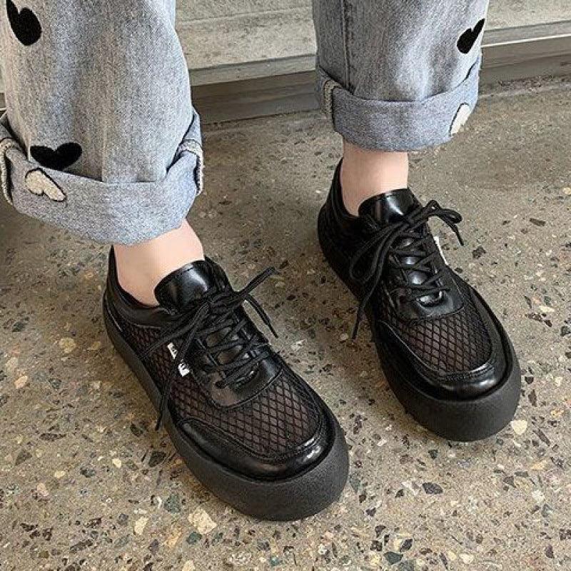 Mesh Loafers Platform Bread Shoes