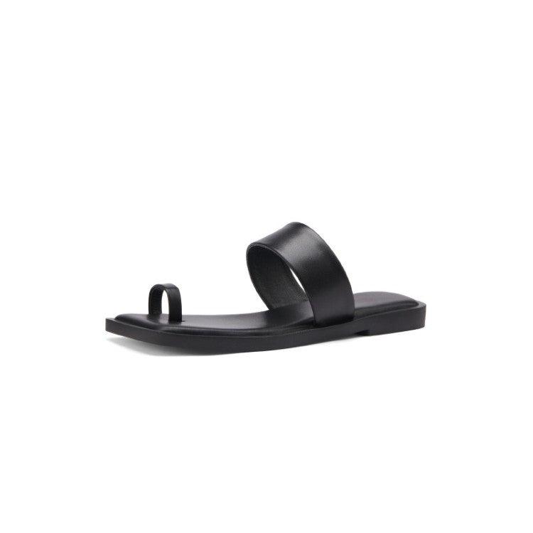 Solid Color Word With Simple Flat-bottomed Women's Sandals And Slippers