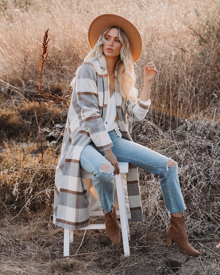 Women's Plaid Long Coat