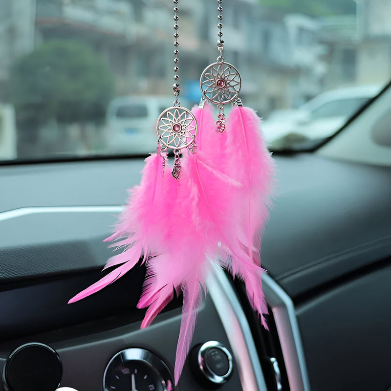 dream catcher car ornament with feather, view 9 - MRSLM