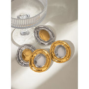 gold plated geometric oval earrings, view 5 - MRSLM