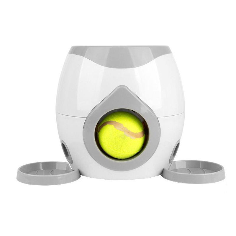 dog tennis launcher and treat dispenser toy, view 4 - MRSLM