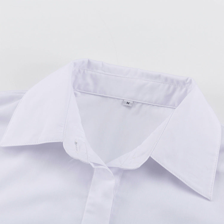 White puff sleeve shirt dress, view 8 - MRSLM