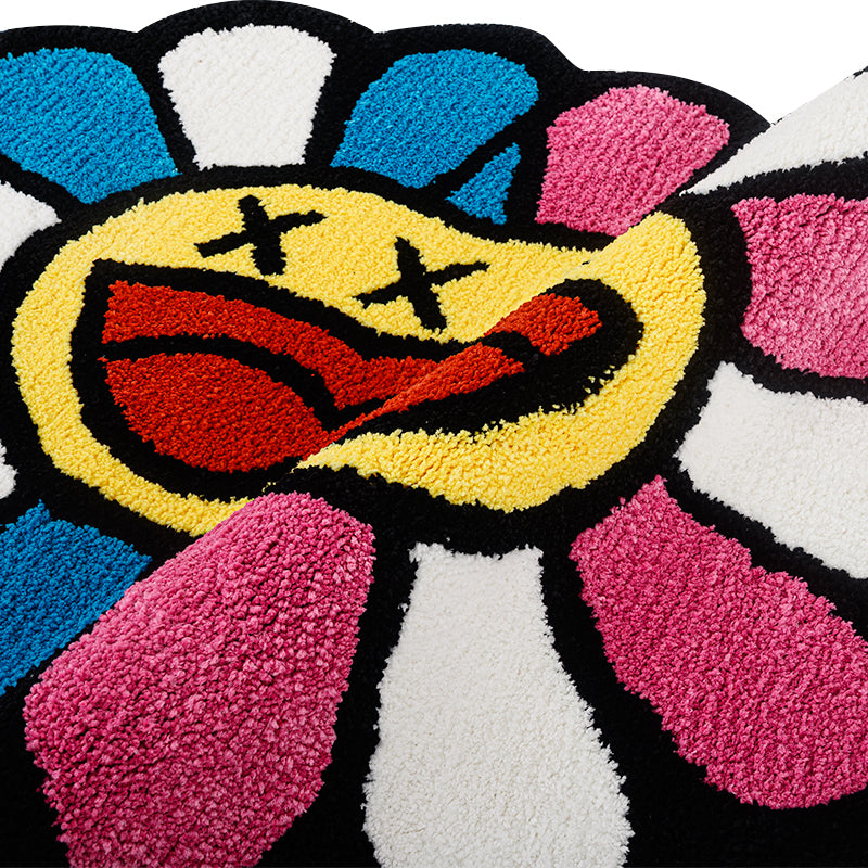 colorful smiling face tufted rug, view 8 - MRSLM