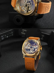 retro automatic leather watch, view 2 - MRSLM