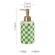 plaid ceramic bathroom dispenser, view 2 - MRSLM