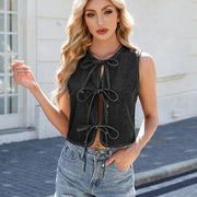 lace-up waistcoat vest top, view 8 - MRSLM