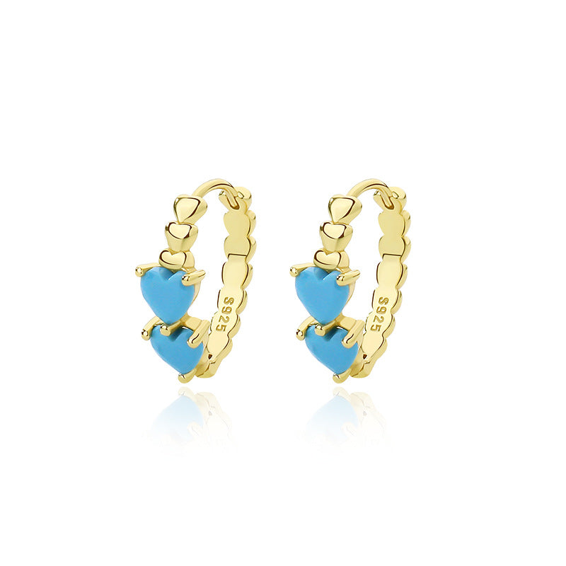 925 silver turquoise heart earrings, view 5 - MRSLM