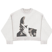 loose white crew neck pullover top, view 5 - MRSLM
